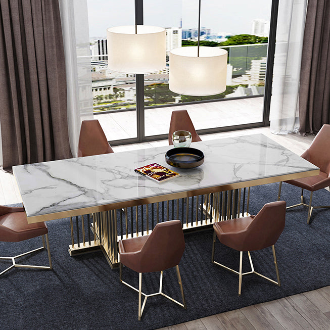 Glam Rectangle Shape Marble Dining Table Standard Dining Table for Kitchen