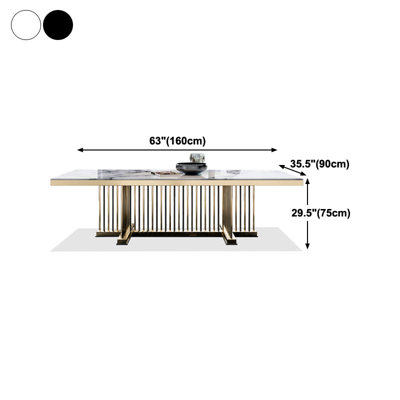 Glam Rectangle Shape Marble Dining Table Standard Dining Table for Kitchen