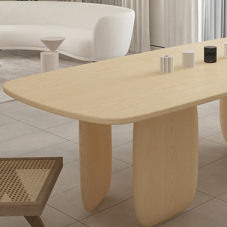 Industrial Solid Wood Dining Table Rectangle Kitchen Table with 3 Legs