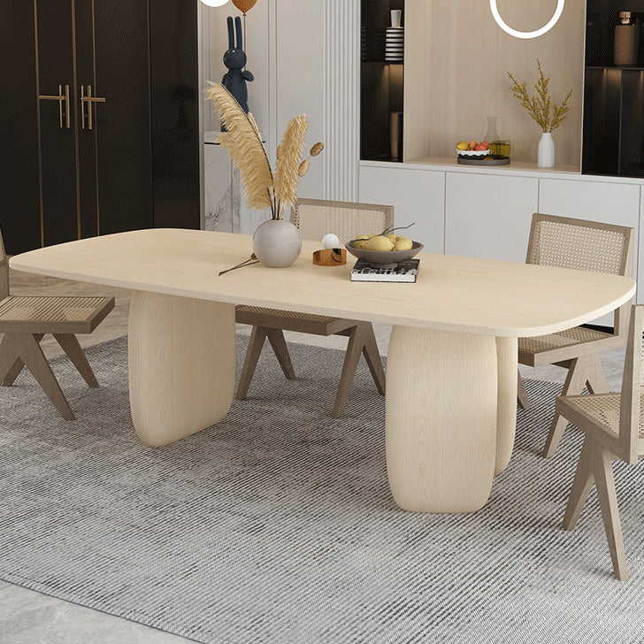 Industrial Solid Wood Dining Table Rectangle Kitchen Table with 3 Legs