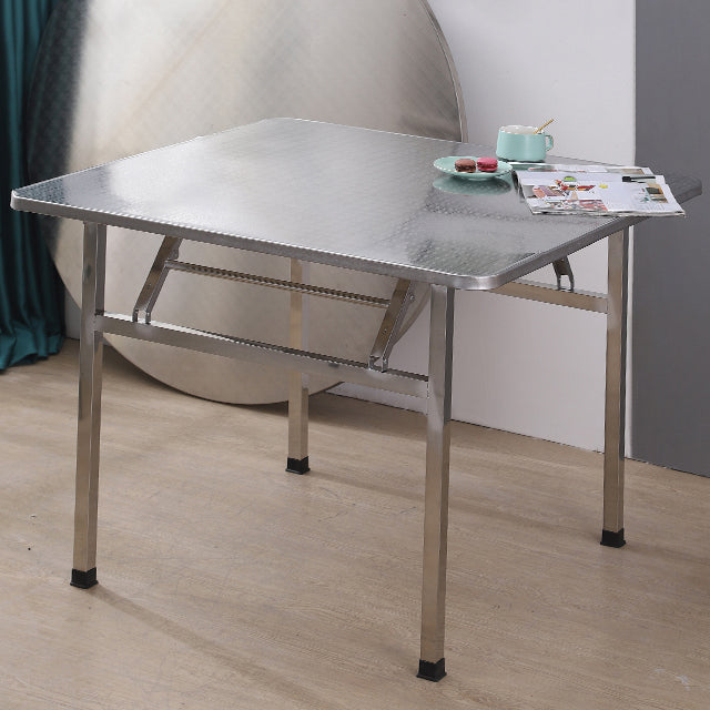 Industrial Square Stainless Steel Dining Table Standard Silver Dining Table for Kitchen