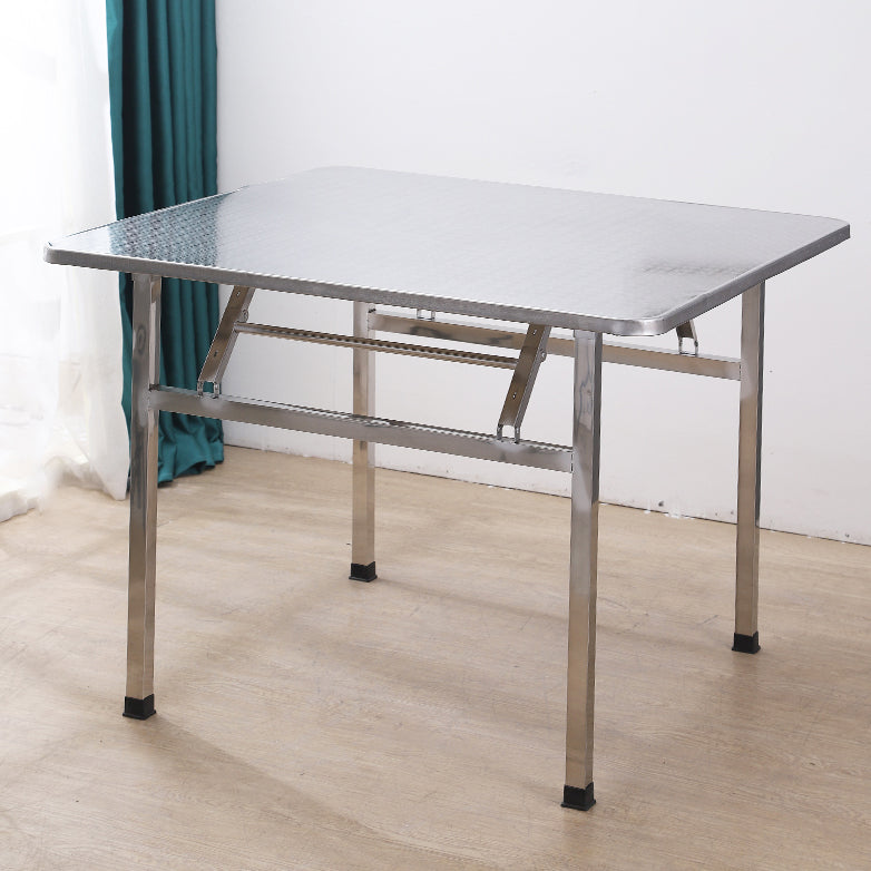 Industrial Square Stainless Steel Dining Table Standard Silver Dining Table for Kitchen