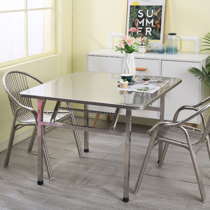 Industrial Square Stainless Steel Dining Table Standard Silver Dining Table for Kitchen