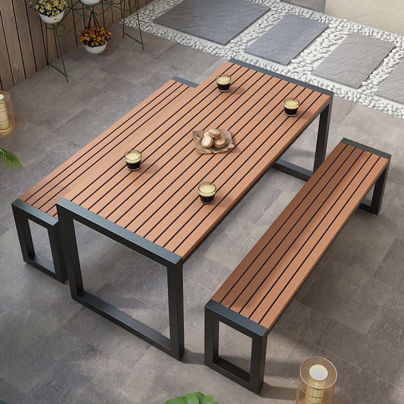 Industrial Brown Wood Dining Table Rectangle Shape Standard Dining Table for Kitchen