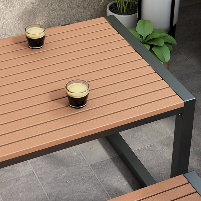 Industrial Brown Wood Dining Table Rectangle Shape Standard Dining Table for Kitchen