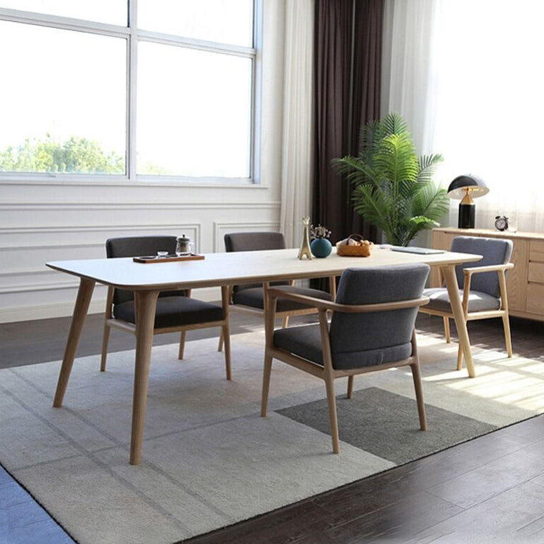 Rectangle Pine Wood Dining Table Industrial Table in Nature with 4 Legs