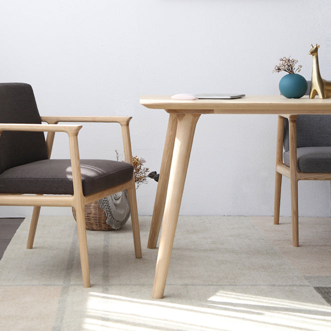 Rectangle Pine Wood Dining Table Industrial Table in Nature with 4 Legs