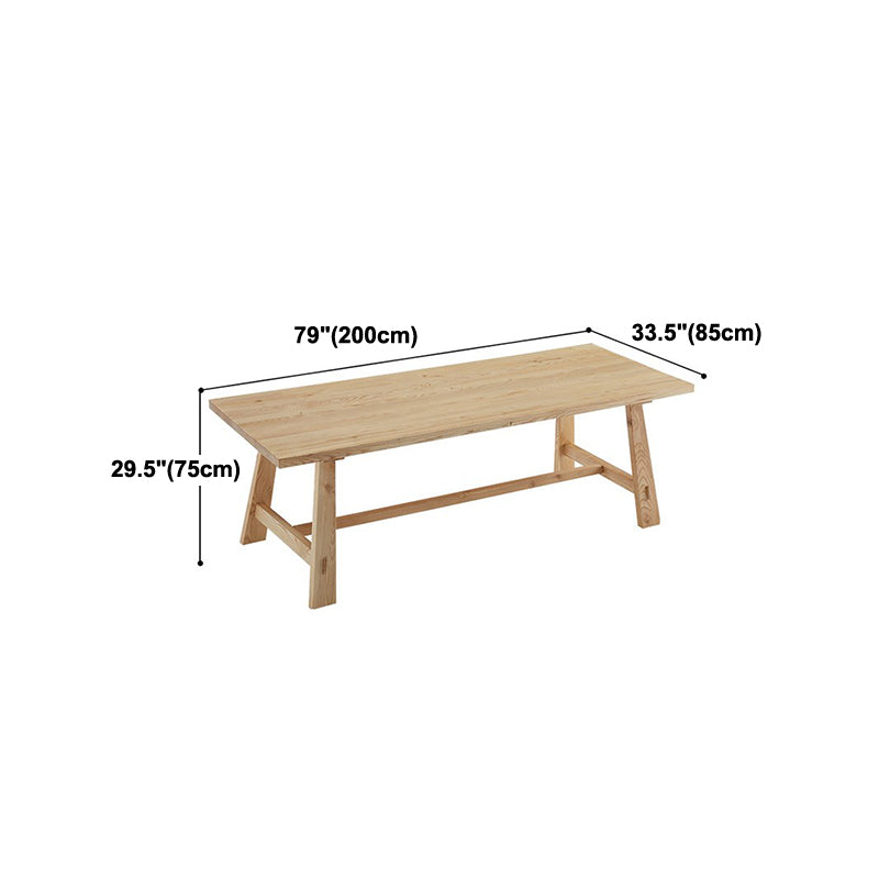 Industrial Khaki Rectangle Dining Table Standard Solid Wood Dining Table with Trestle Base