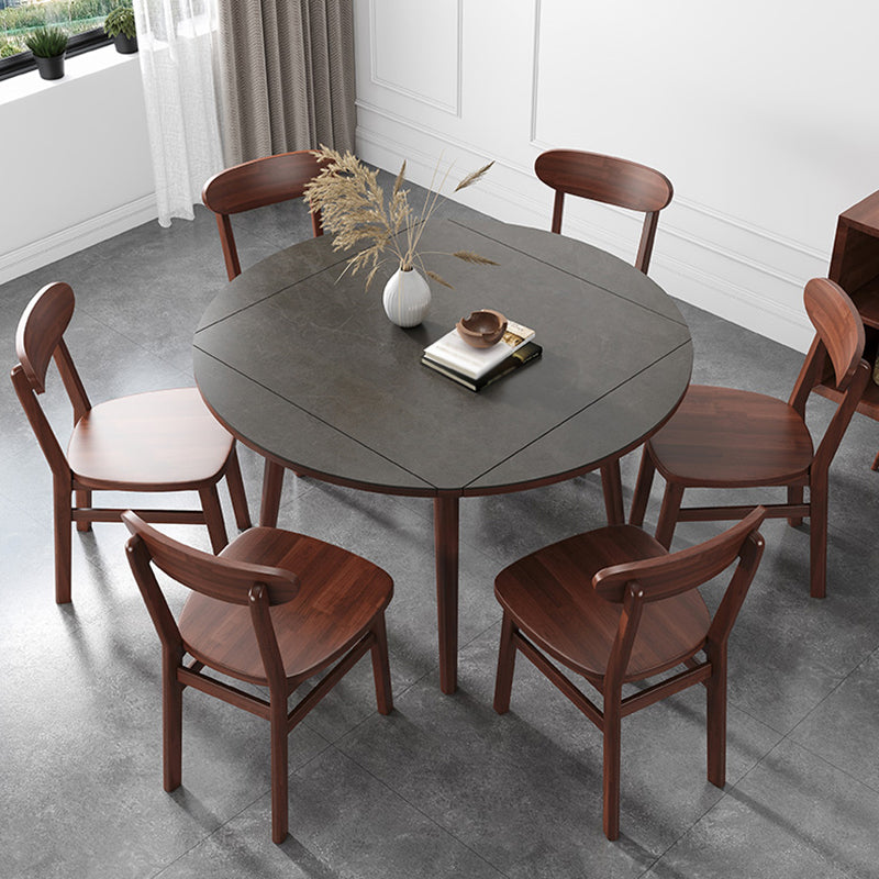 Industrial Style Dining Table Square Sintered Stone Dining Table with Wooden Base