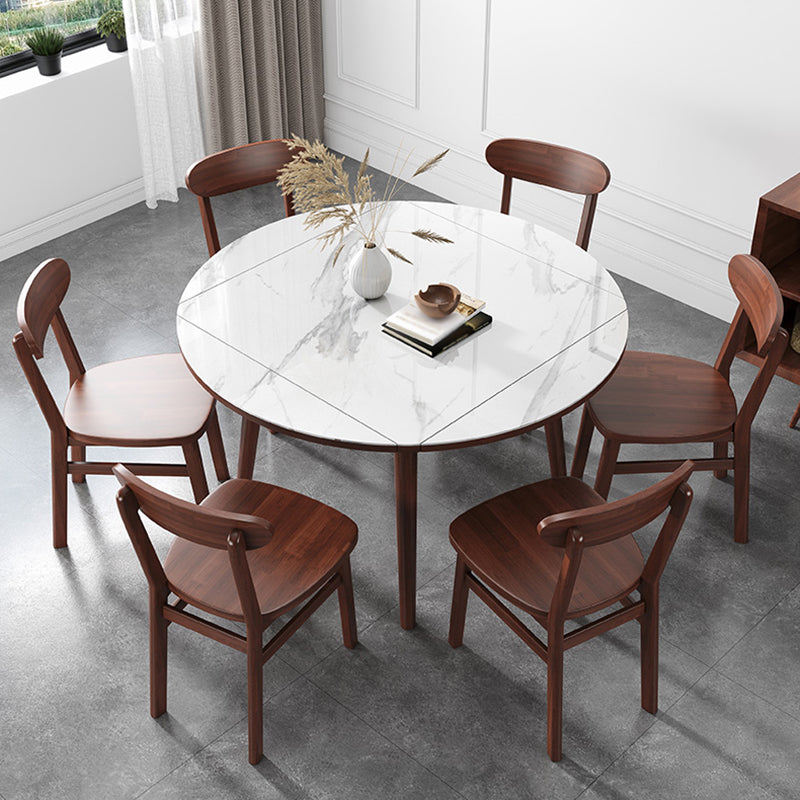 Industrial Style Dining Table Square Sintered Stone Dining Table with Wooden Base