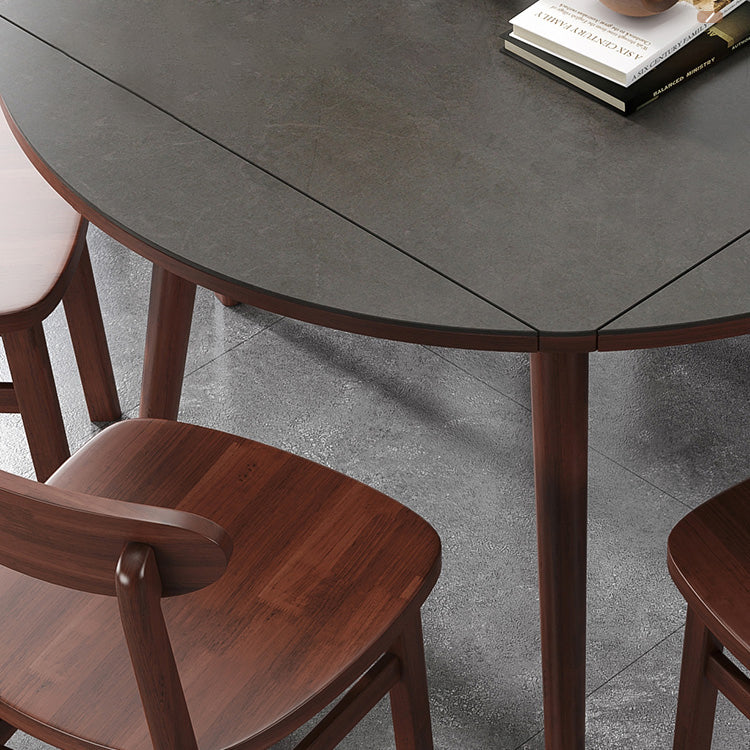 Industrial Style Dining Table Square Sintered Stone Dining Table with Wooden Base