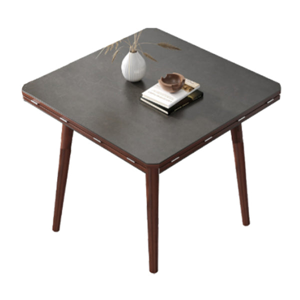 Industrial Style Dining Table Square Sintered Stone Dining Table with Wooden Base