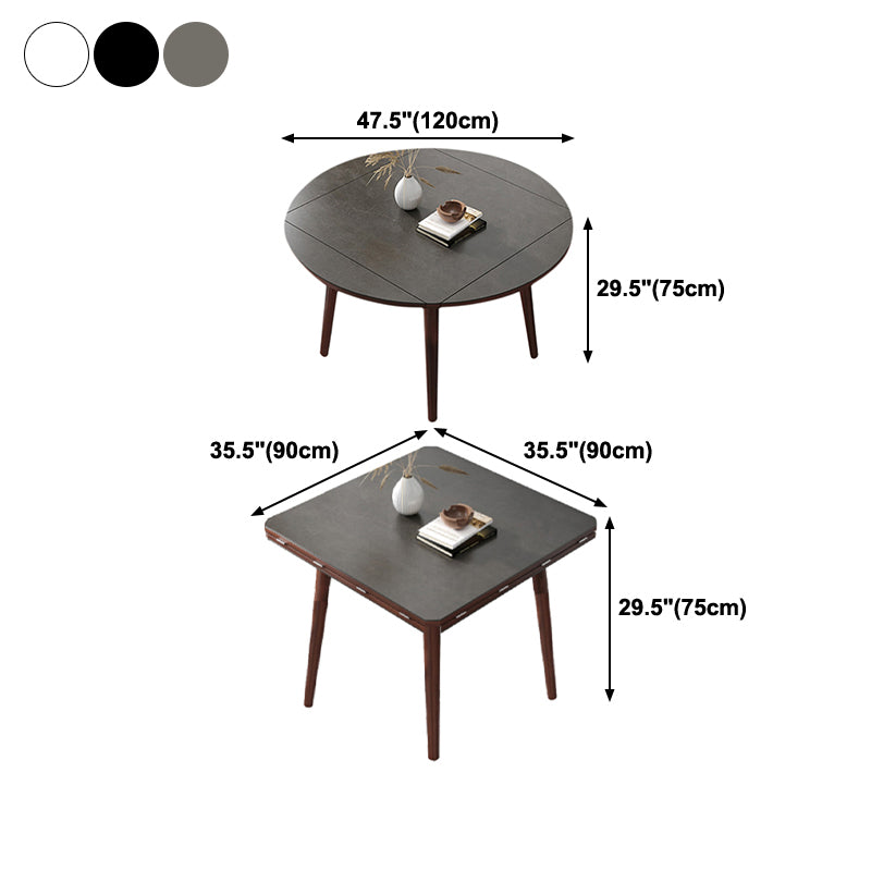 Industrial Style Dining Table Square Sintered Stone Dining Table with Wooden Base