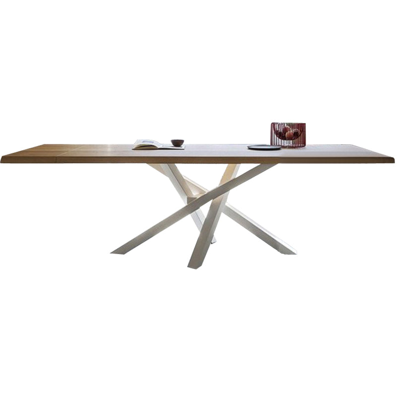 Rectangle Pine Wood Dining Table Industrial Table in Nature with Metal Pedestal