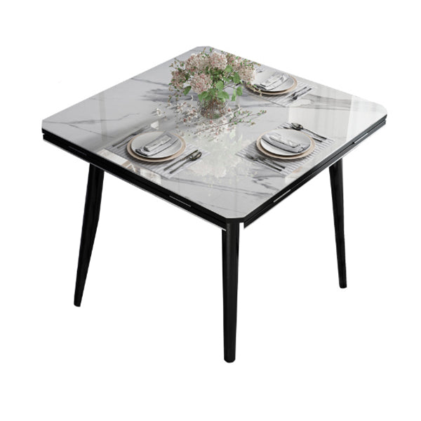 Table à manger de style industriel Table à abattant en pierre frittée avec 4 pieds