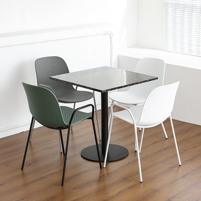 Industrial Style Dining Table Stone Pedestal Dining Site Table for Dining Room