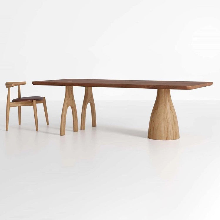 Rechthoek houten eettafel voor restaurant industriële tafel met 3 poten