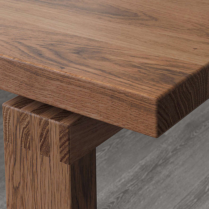 Mesa de comedor de madera rectangular mesa moderna de pino en marrón con pedestal doble