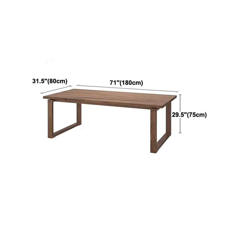 Mesa de comedor de madera rectangular mesa moderna de pino en marrón con pedestal doble