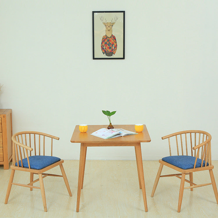 Industrial Style Dining Table Square Solid Wood Dining Table with 4 Legs