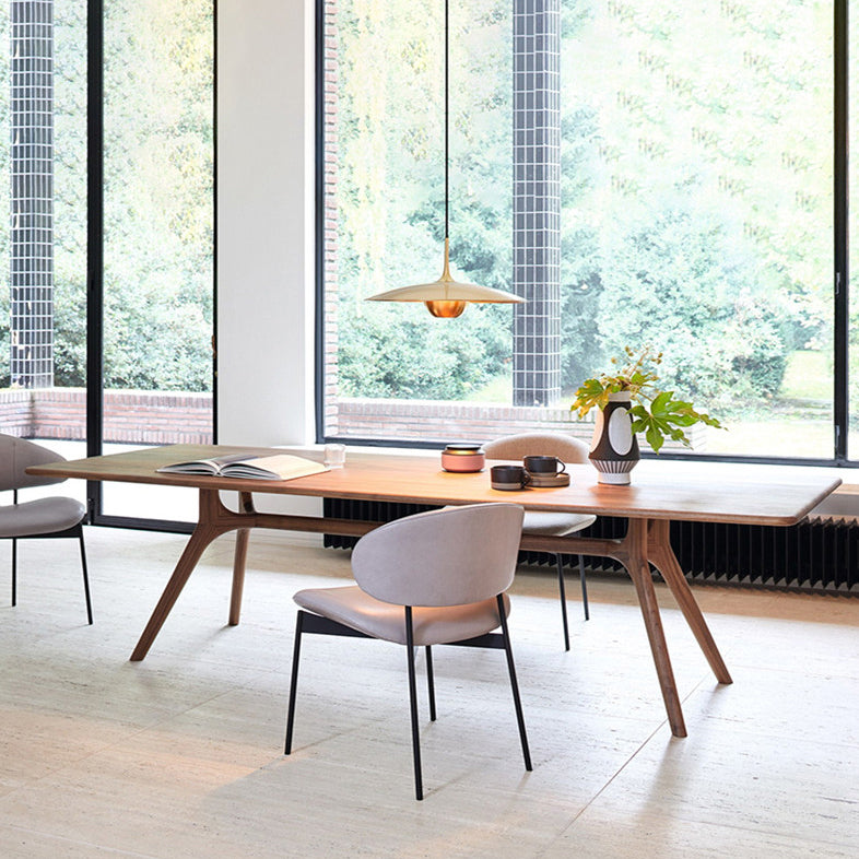 Industrial Solid Wood Dining Table Rectangle Kitchen Table with 4 Legs
