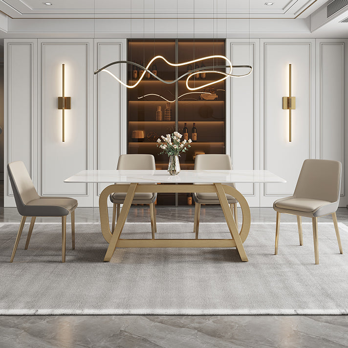 Mesa de comedor de acero inoxidable rectangular mesa de comedor de estilo de lujo para el hogar