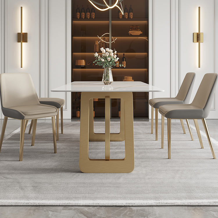 Mesa de comedor de acero inoxidable rectangular mesa de comedor de estilo de lujo para el hogar