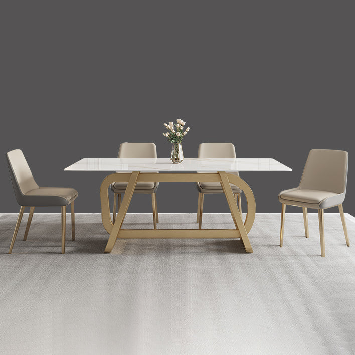 Mesa de comedor de acero inoxidable rectangular mesa de comedor de estilo de lujo para el hogar
