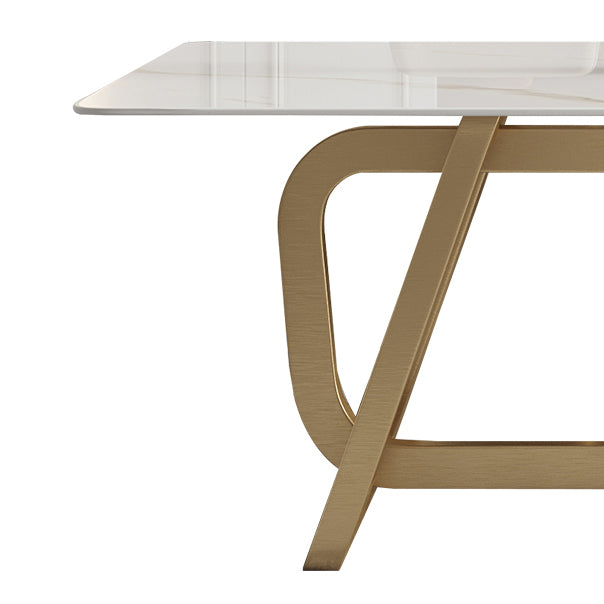 Mesa de comedor de acero inoxidable rectangular mesa de comedor de estilo de lujo para el hogar