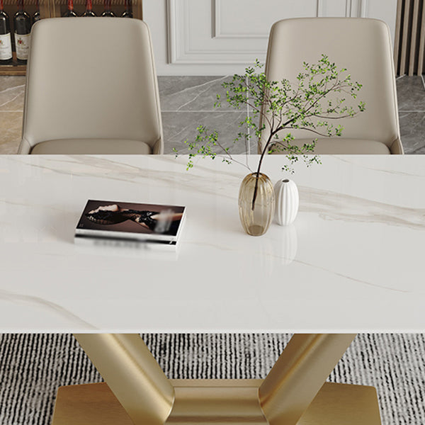 Traditional Luxury Rectangle Dining Site Table Stainless Steel Dinette Table