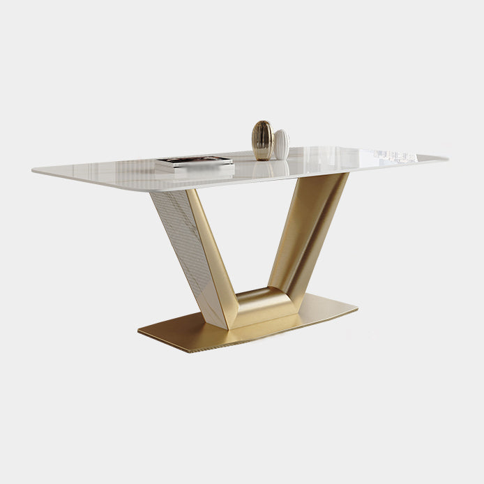 Traditional Luxury Rectangle Dining Site Table Stainless Steel Dinette Table