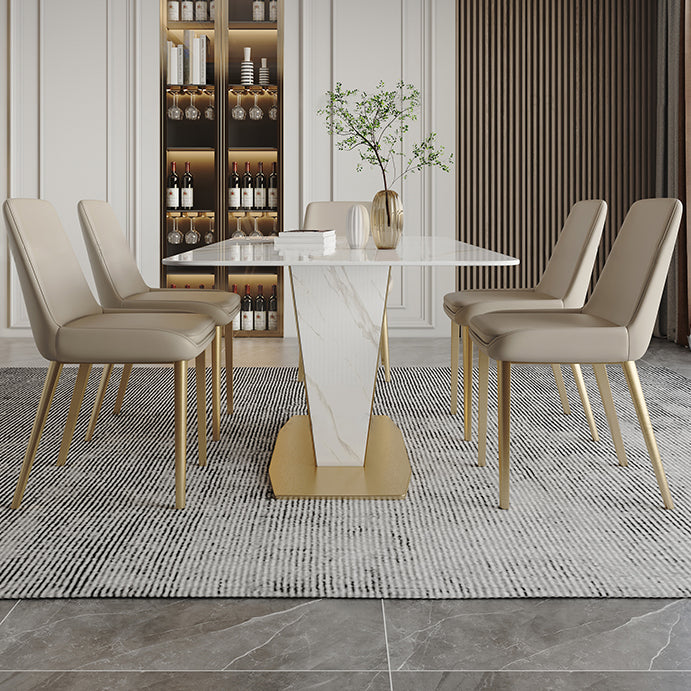 Traditional Luxury Rectangle Dining Site Table Stainless Steel Dinette Table
