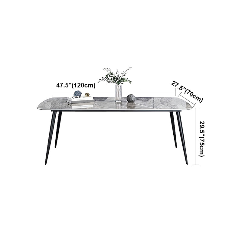 Sintered Stone Dining Table Industrial Style Black 4 Legs Base Rectangle Table for Dining Room