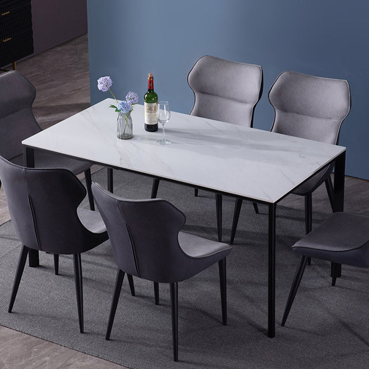 Gesinterde stenen eettafel industrieel zwart 4 poten basis rechthoektafel voor thuis