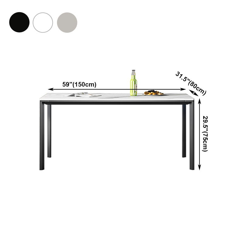 Gesinterde stenen eettafel industrieel zwart 4 poten basis rechthoektafel voor thuis