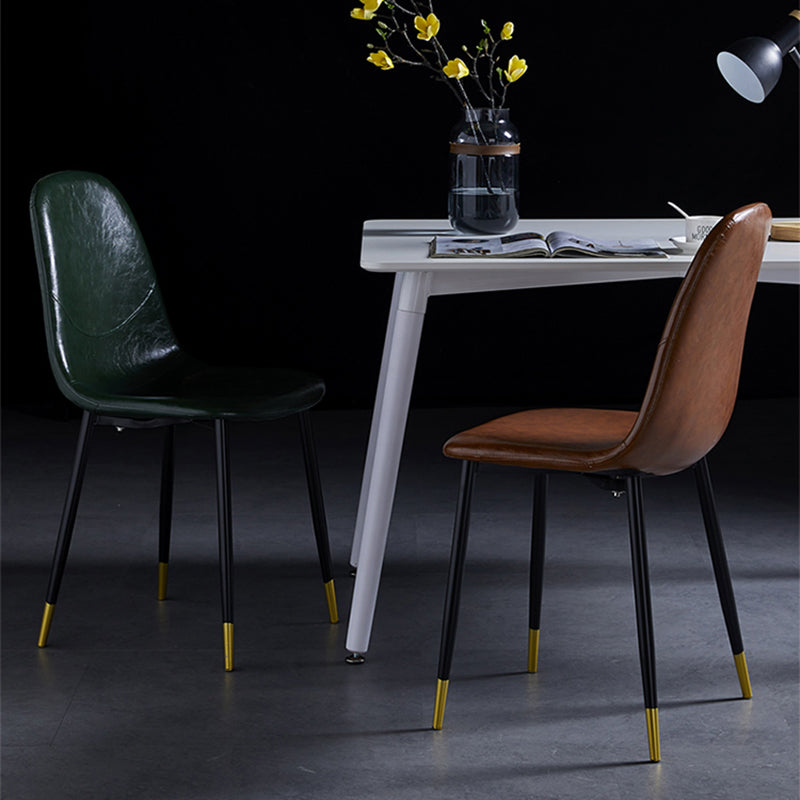 Chaises de salle à manger de style nordique, chaises latérales sans accoudoirs pour cuisine avec pieds en métal