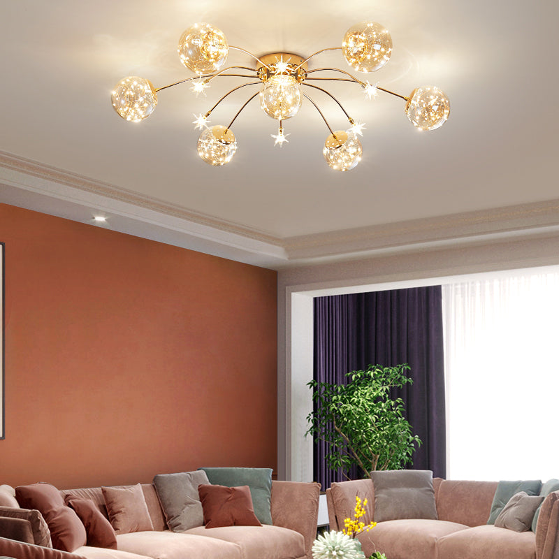 Plafonnier LED de forme radiale, montage encastré en fer moderne pour salon et chambre à coucher