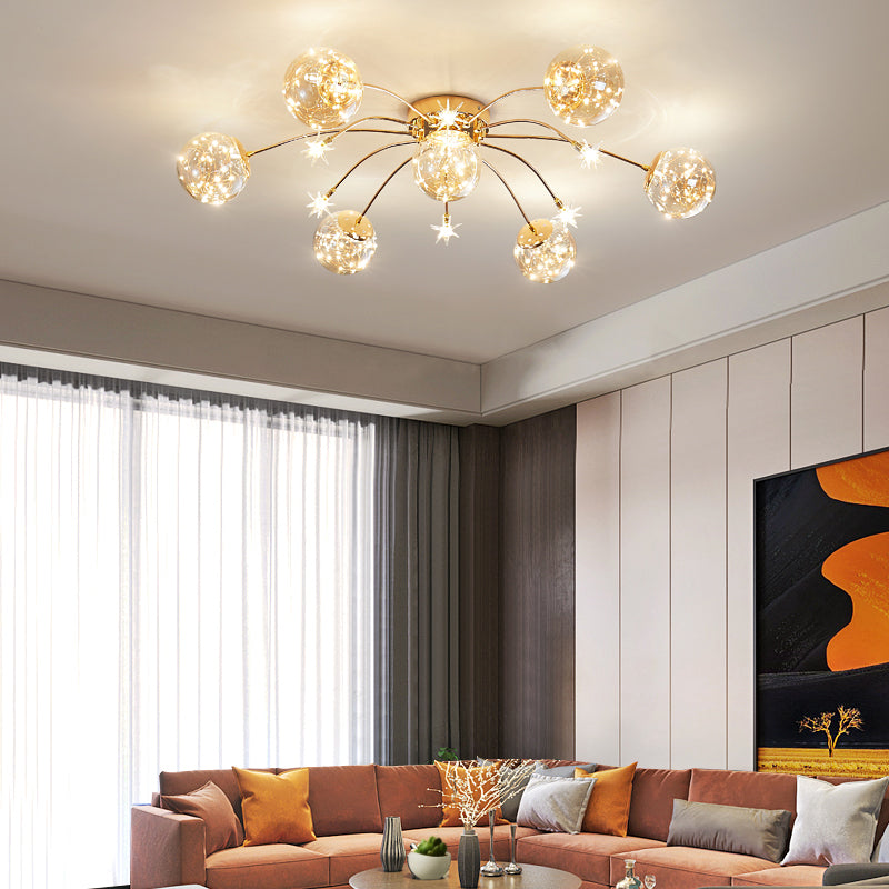 Plafonnier LED de forme radiale, montage encastré en fer moderne pour salon et chambre à coucher