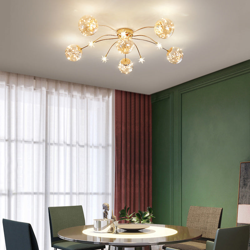 Plafonnier LED de forme radiale, montage encastré en fer moderne pour salon et chambre à coucher