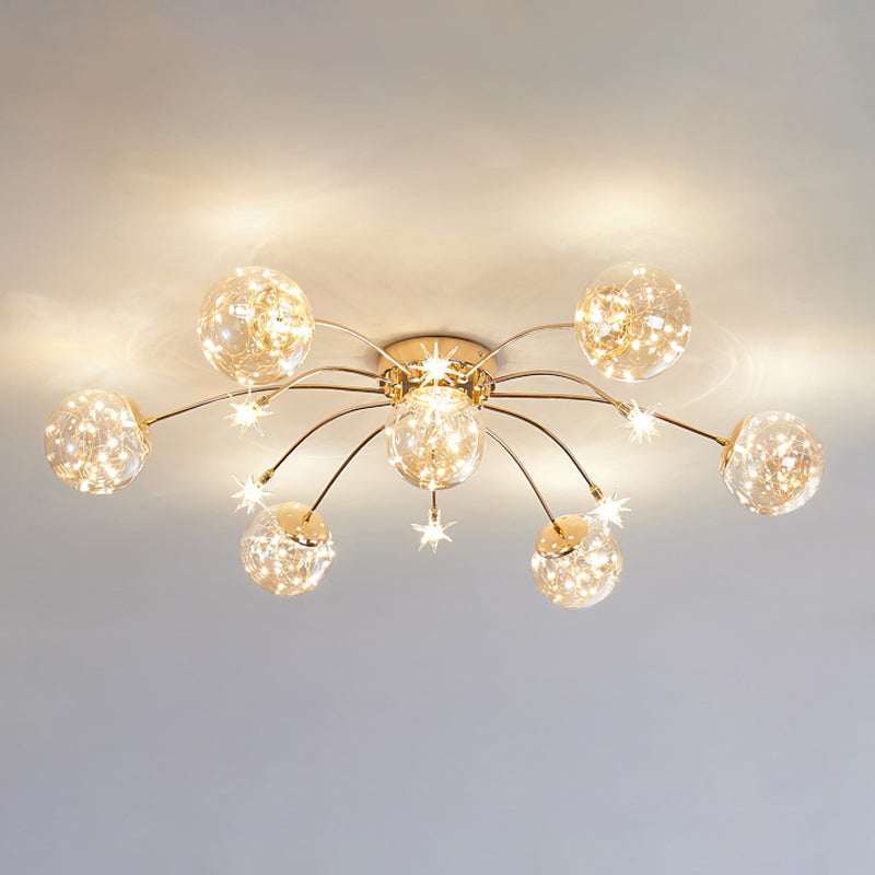 Plafonnier LED de forme radiale, montage encastré en fer moderne pour salon et chambre à coucher
