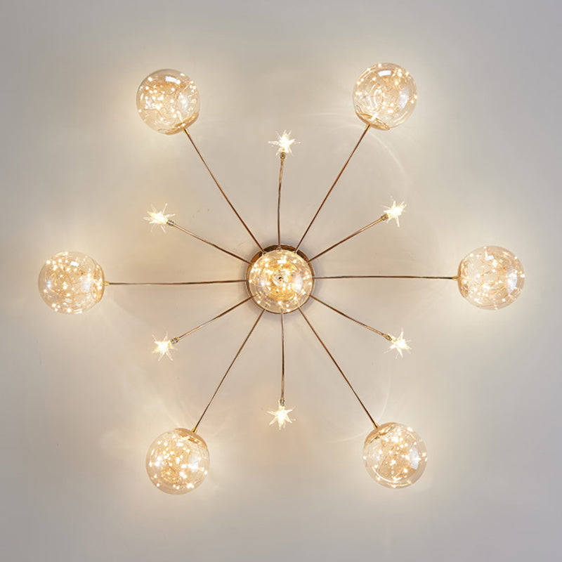 Plafonnier LED de forme radiale, montage encastré en fer moderne pour salon et chambre à coucher