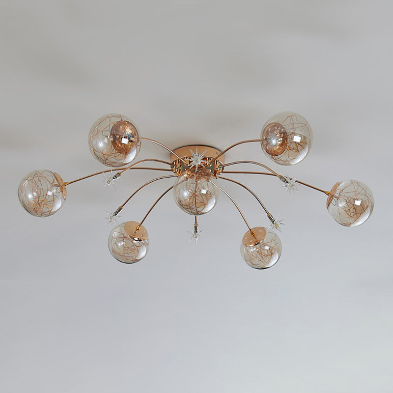 Plafonnier LED de forme radiale, montage encastré en fer moderne pour salon et chambre à coucher