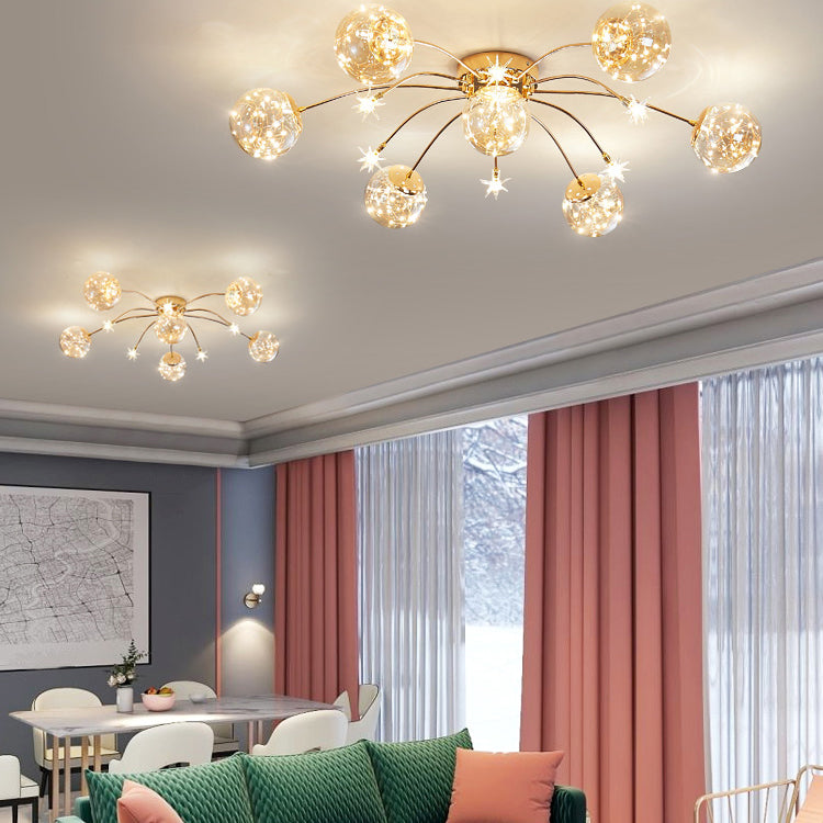 Plafonnier LED de forme radiale, montage encastré en fer moderne pour salon et chambre à coucher