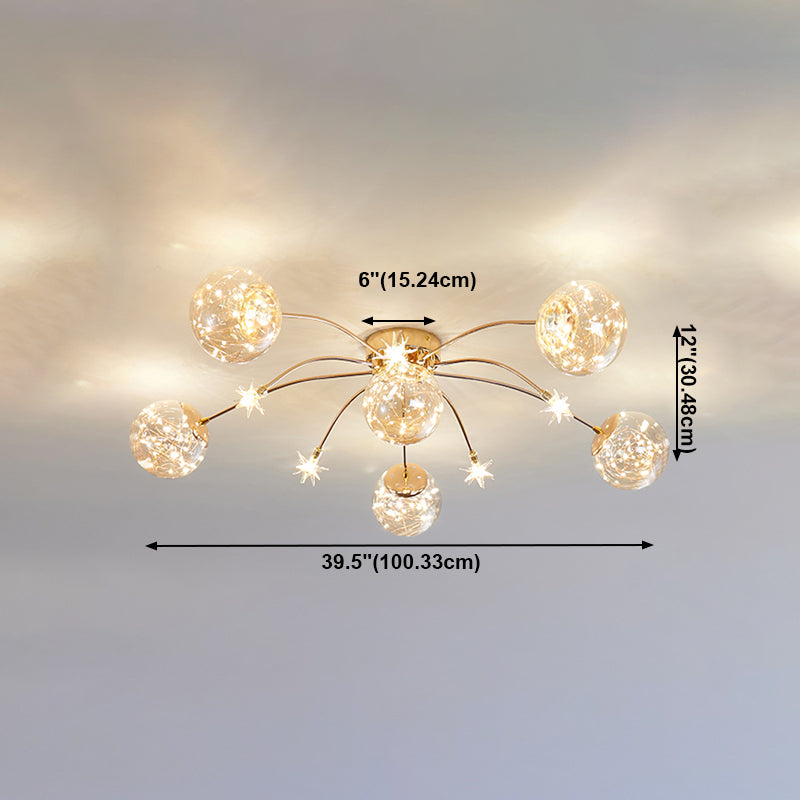 Plafonnier LED de forme radiale, montage encastré en fer moderne pour salon et chambre à coucher