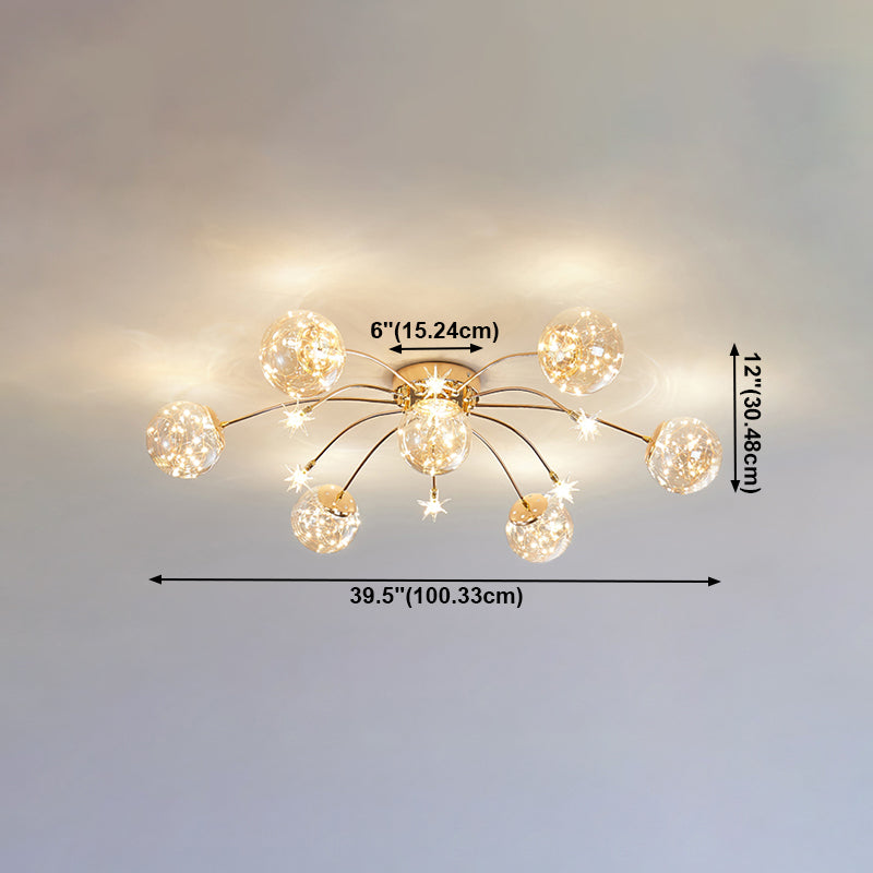 Plafonnier LED de forme radiale, montage encastré en fer moderne pour salon et chambre à coucher