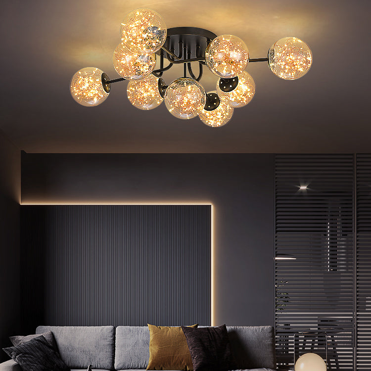 Radial Shape LED Ceiling Lamp Modern Iron Flush Mount for Living Room
