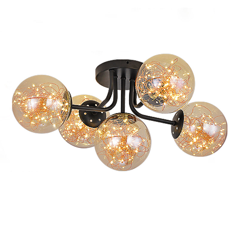 Radial Shape LED Ceiling Lamp Modern Iron Flush Mount for Living Room