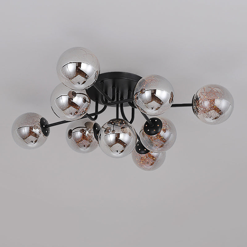 Plafonnier LED de forme radiale, montage encastré en fer moderne pour le salon