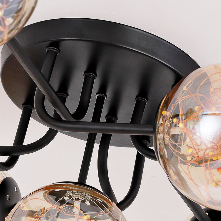 Plafonnier LED de forme radiale, montage encastré en fer moderne pour le salon