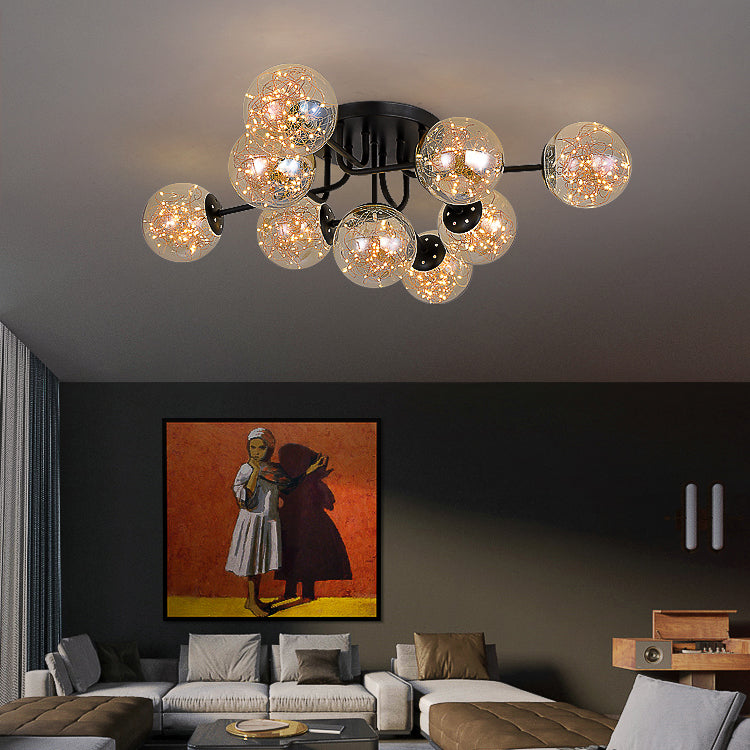 Plafonnier LED de forme radiale, montage encastré en fer moderne pour le salon